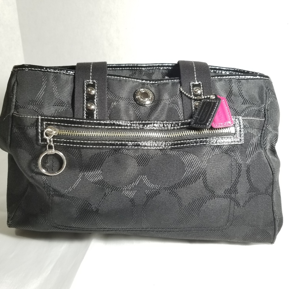 Coach Daisy Black & Pink Fabric Shoulder Bag